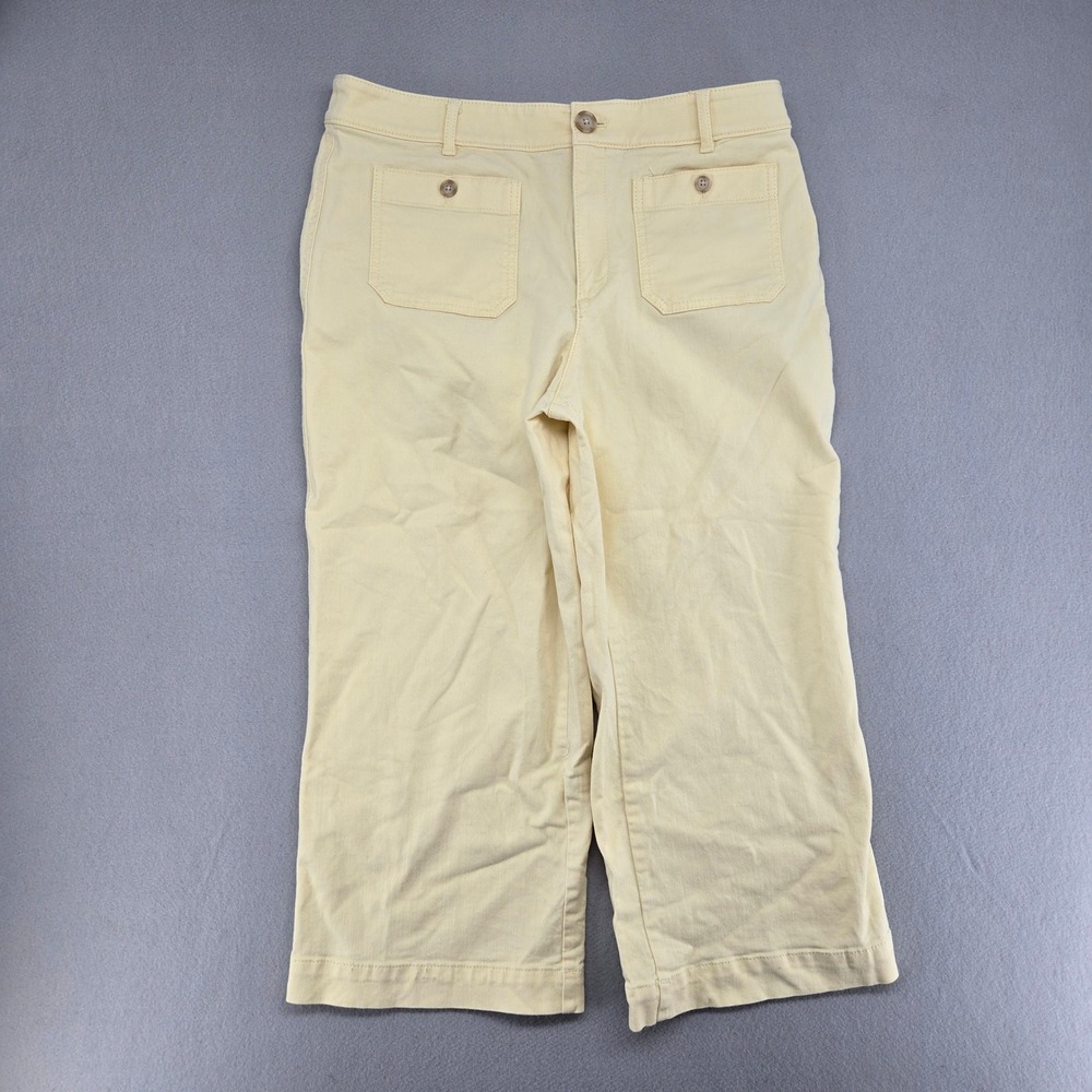Loft Palmer Wide Leg Crop Pants Yellow Pastel Denim Utility‎ Capris Size 12P EUC - Picture 2 of 11